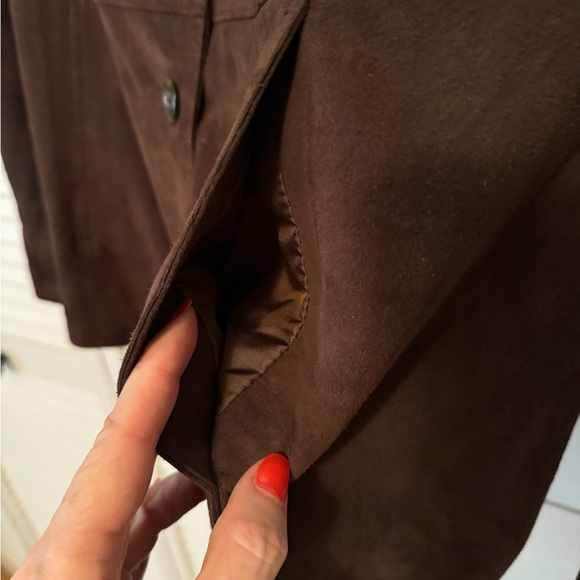 Vintage J Jill chocolate brown suede jacket. Size L - Picture 7 of 8
